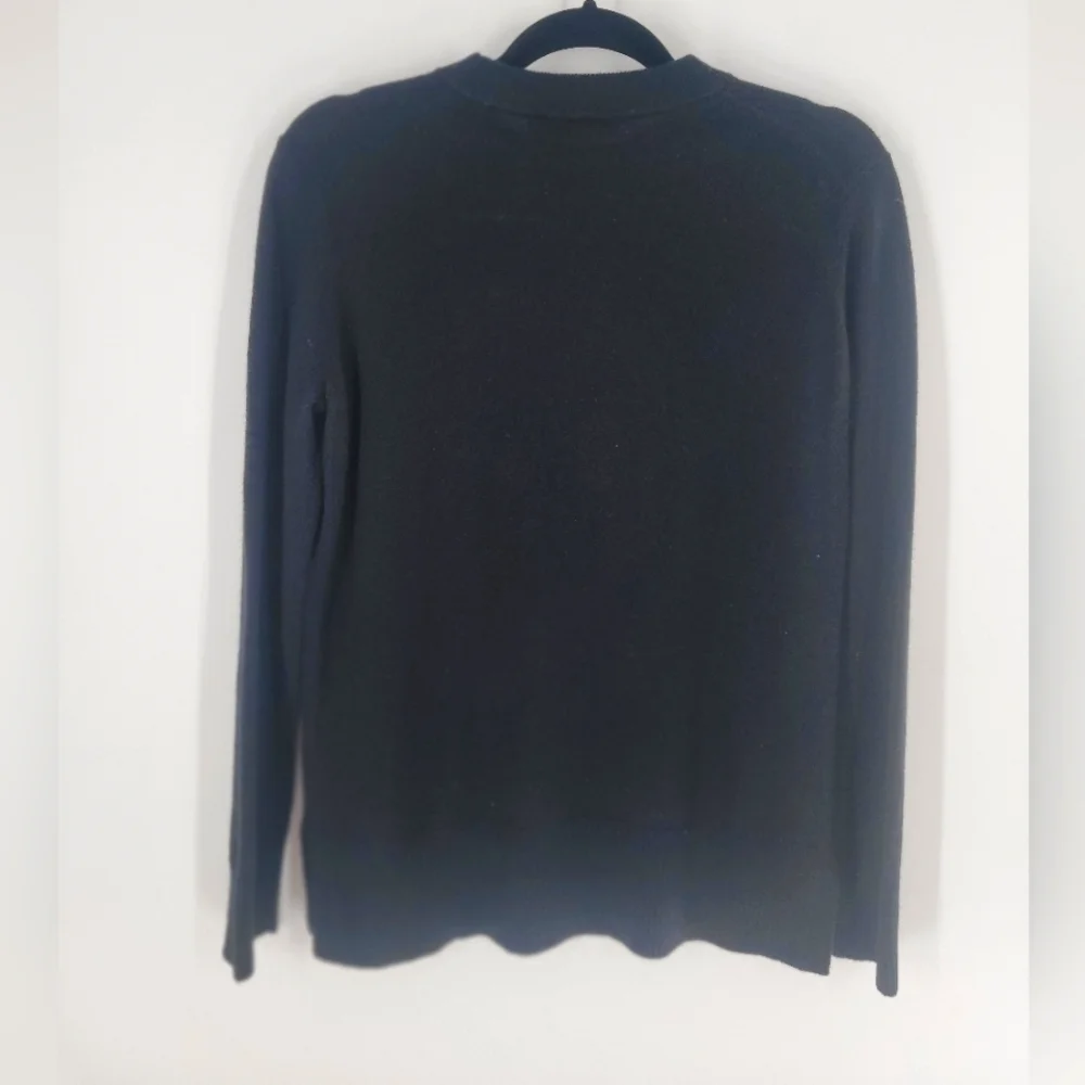 Tory Burch Heart Sequin‎ Patch Sweater Womens S Black 100% Cashmere - Picture 4 of 4